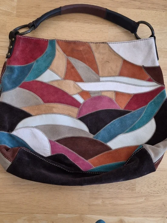 Lucky Brand Multi-Color Suede Sunrise Patchwork Shoulder Bag - Picture 3 of 9